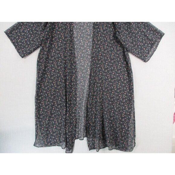 Vintage Floral Kimono Cardigan  Size - L  Semi-Sheer Lightweight Cover-Up - Picture 3 of 8